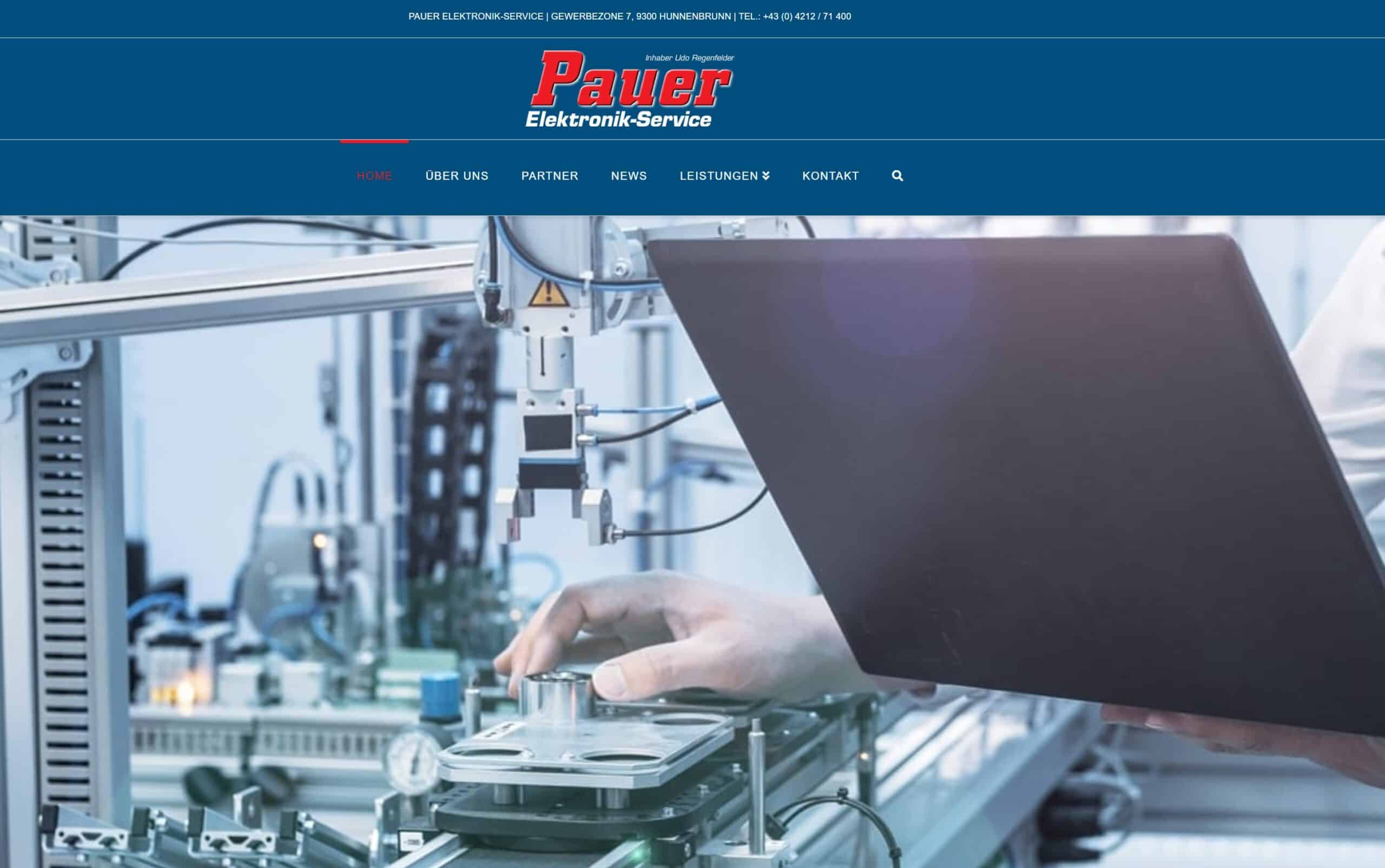 Screenshot der Pauer Electronic Webseite