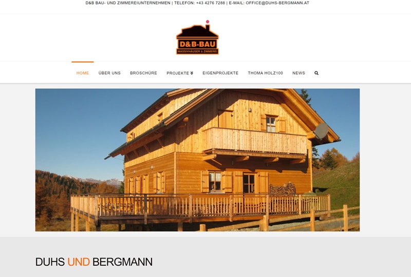Screenshot der Duhs und Bergmann Webseite